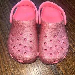 CROCS Pink Sandals with Glittery Finish